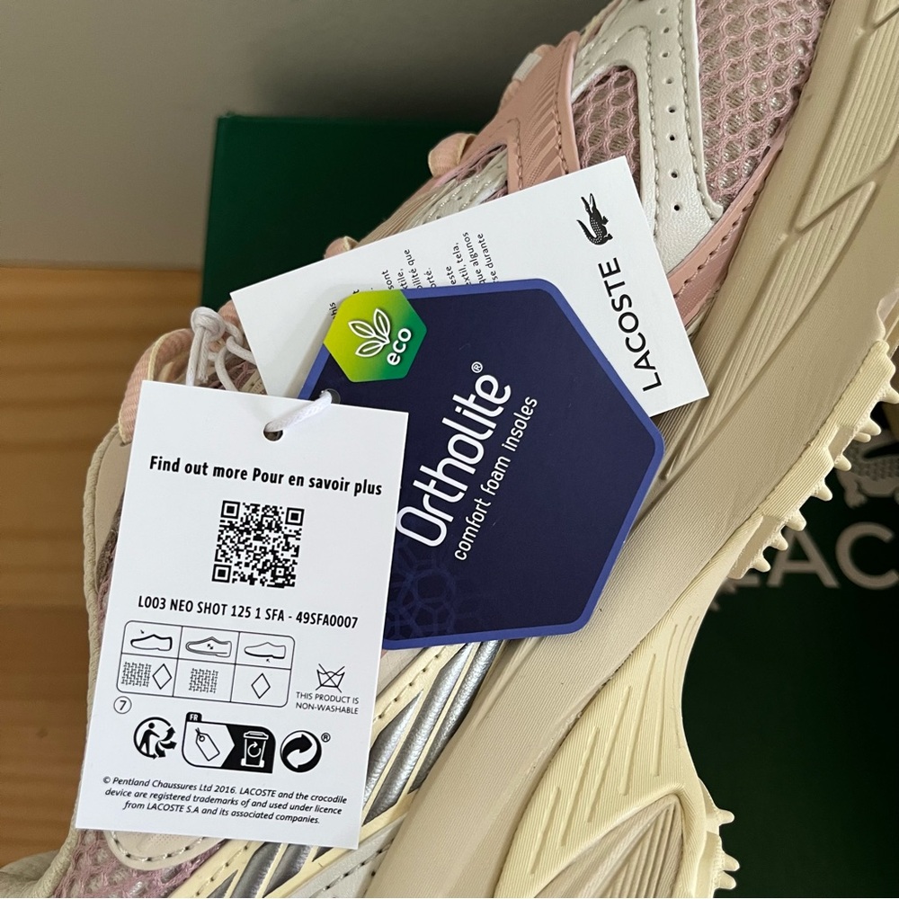 New Lacoste L003 Neo Shot Sneakers 125 1 SFA off white/light pink - Picture 9 of 11